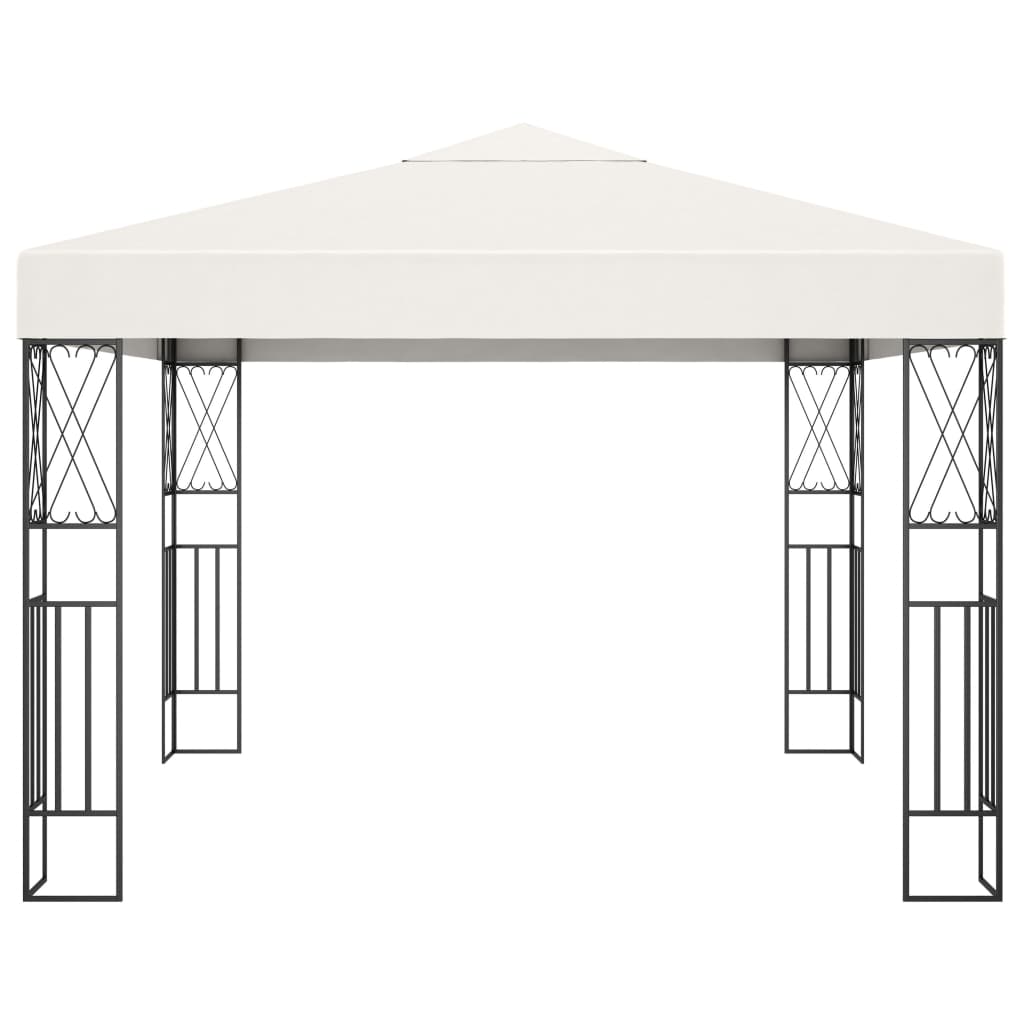 Pavillon mit LED-Lichterkette 3x3 m Creme Stoff