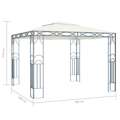 Pavillon mit LED-Lichterkette 300x300 cm Cremeweiß