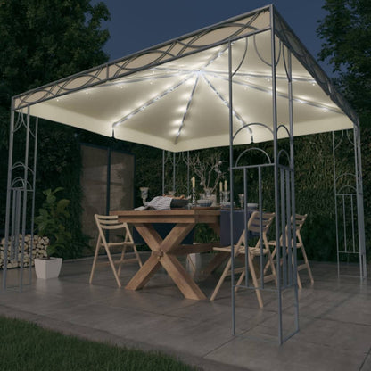 Pavillon mit LED-Lichterkette 300x300 cm Cremeweiß