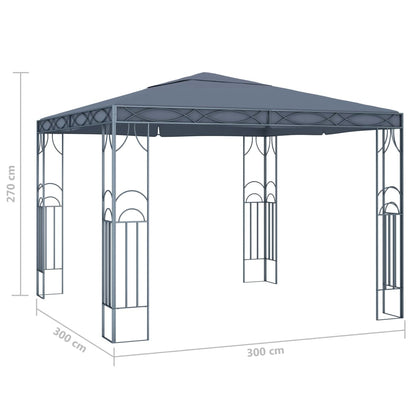 Pavillon mit LED-Lichterkette 300x300 cm Anthrazit