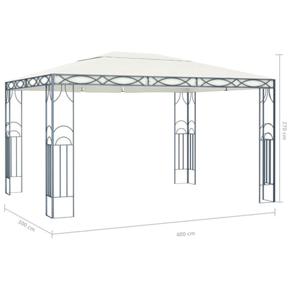 Pavillon mit LED-Lichterkette 400x300 cm Cremeweiß