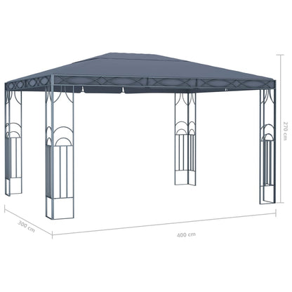 Pavillon mit LED-Lichterkette 400x300 cm Anthrazit