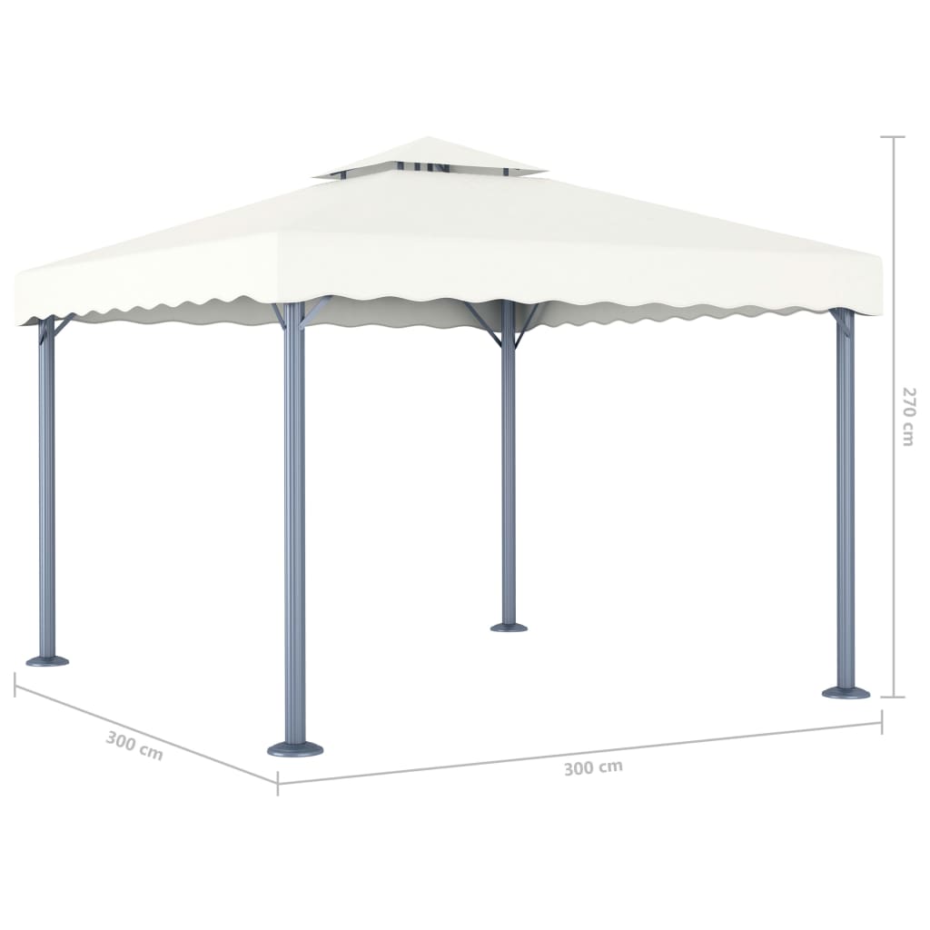 Pavillon mit LED-Lichterkette 300x300 cm Cremeweiß Aluminium