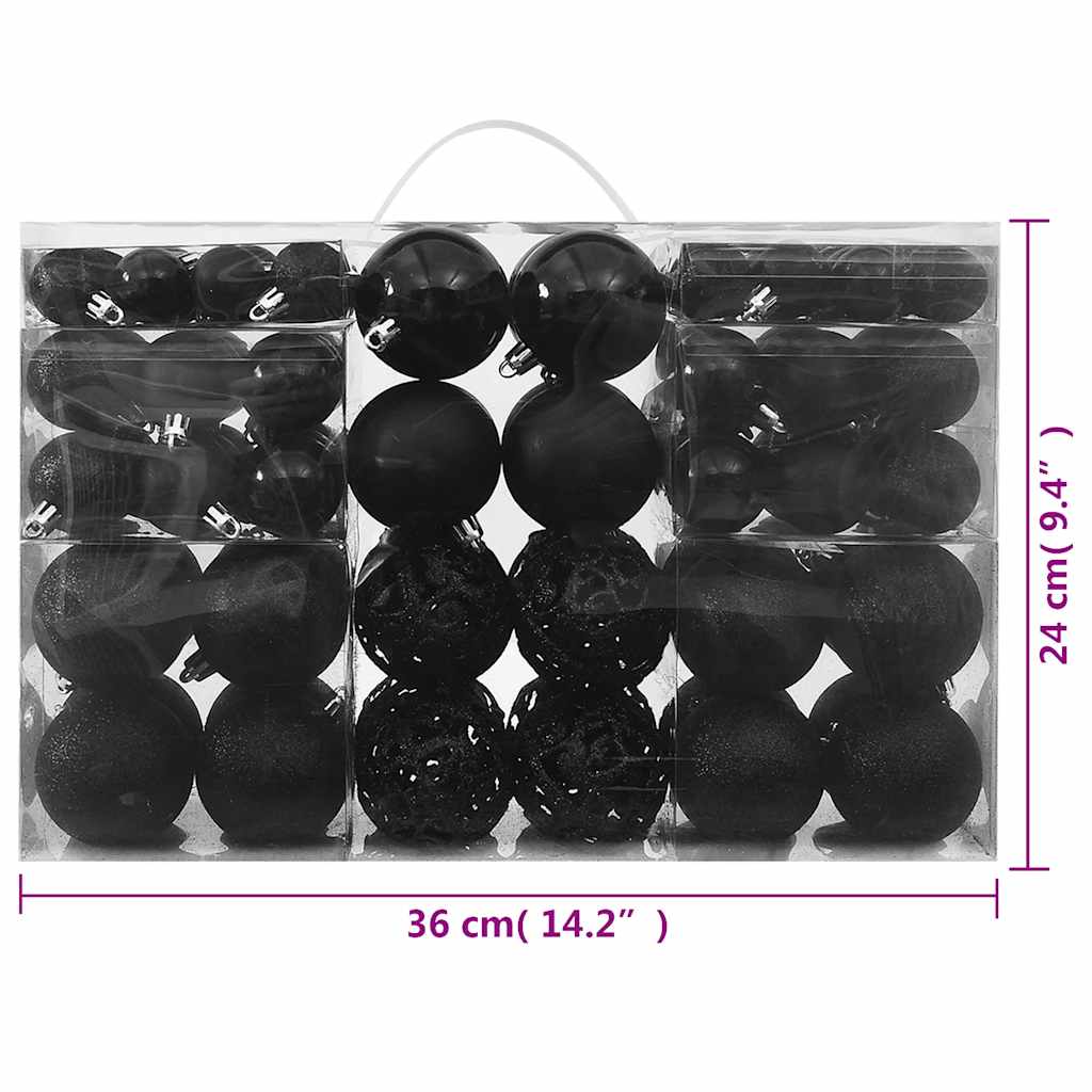 Set di palline di Natale da 100 pezzi, nere