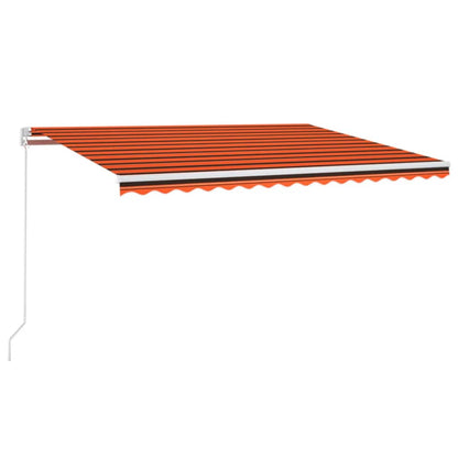 Markise Manuell Einziehbar mit LED 400x300 cm Orange und Braun