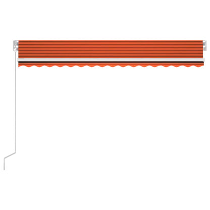 Markise Manuell Einziehbar mit LED 400x300 cm Orange und Braun