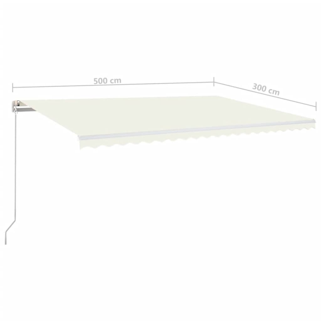 Markise Manuell Einziehbar mit LED 500x300 cm Creme