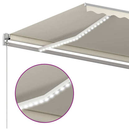 Markise Manuell Einziehbar mit LED 600x300 cm Creme