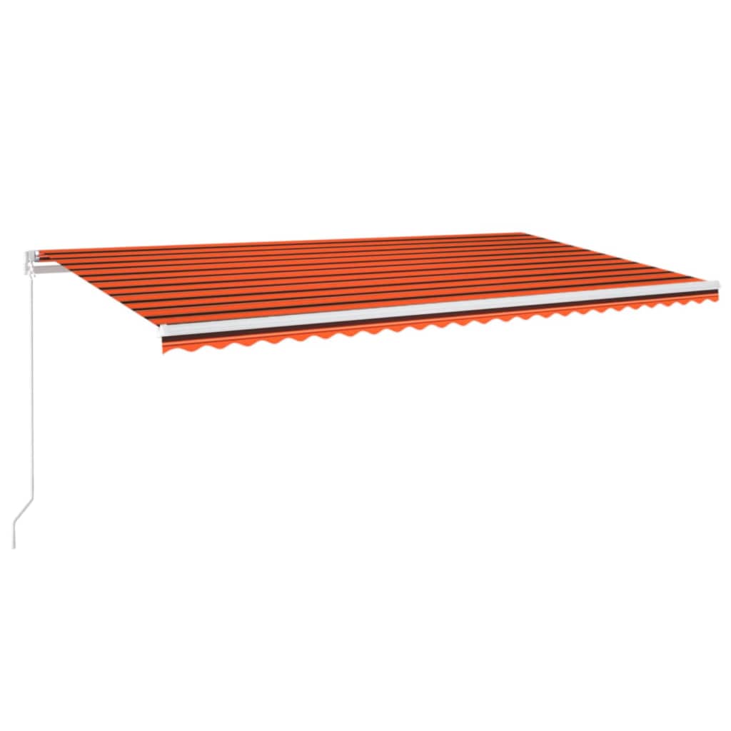 Markise Manuell Einziehbar mit LED 600x300 cm Orange und Braun