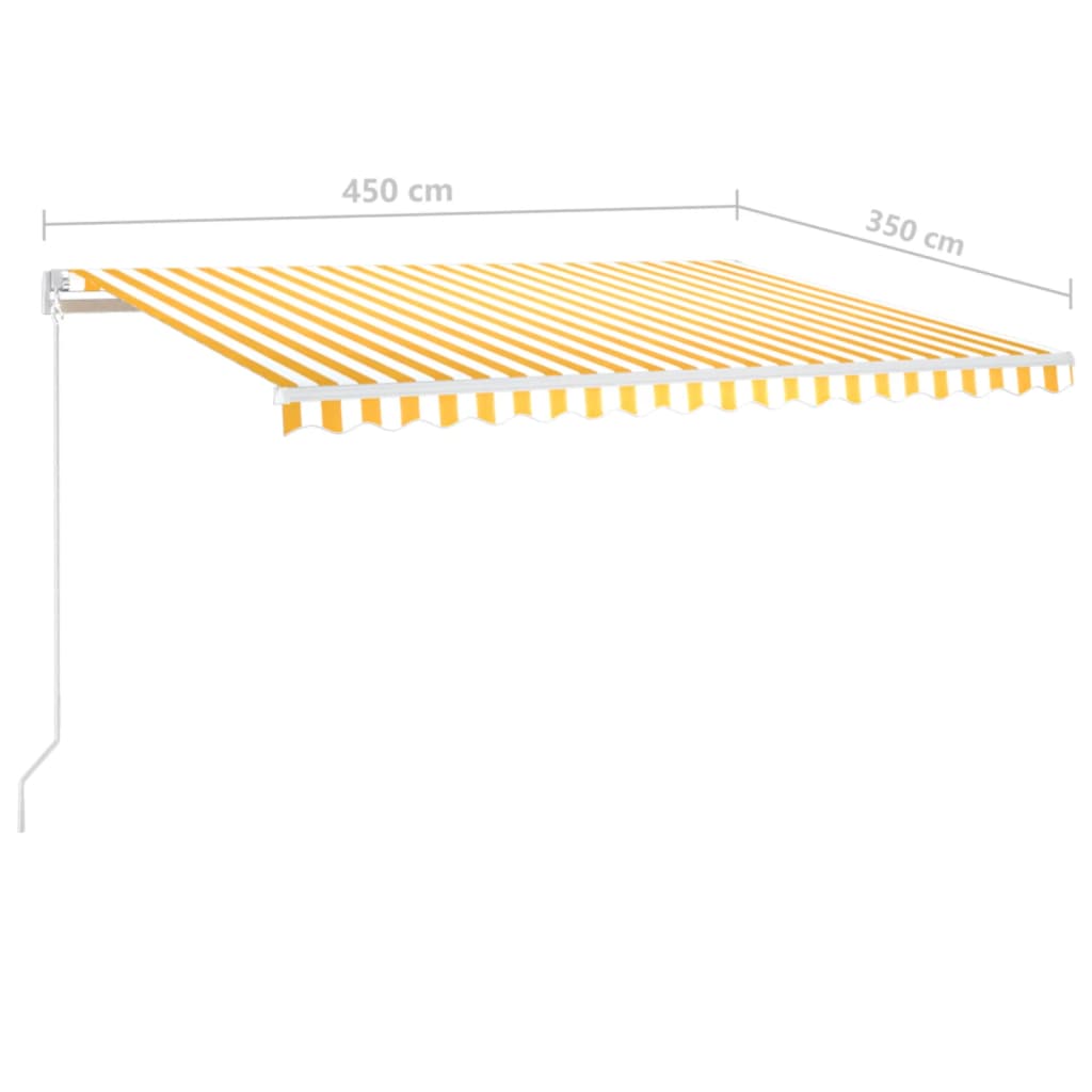 Markise Manuell Einziehbar mit LED 450x350 cm Gelb und Weiß