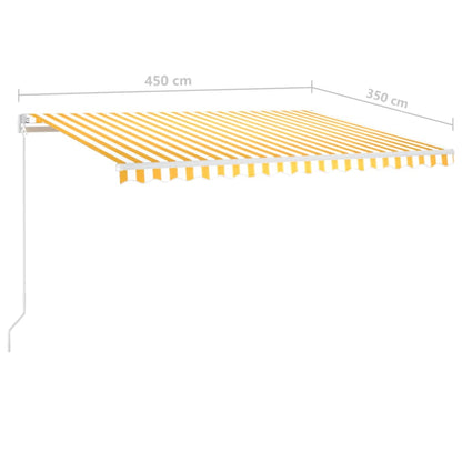 Markise Manuell Einziehbar mit LED 450x350 cm Gelb und Weiß