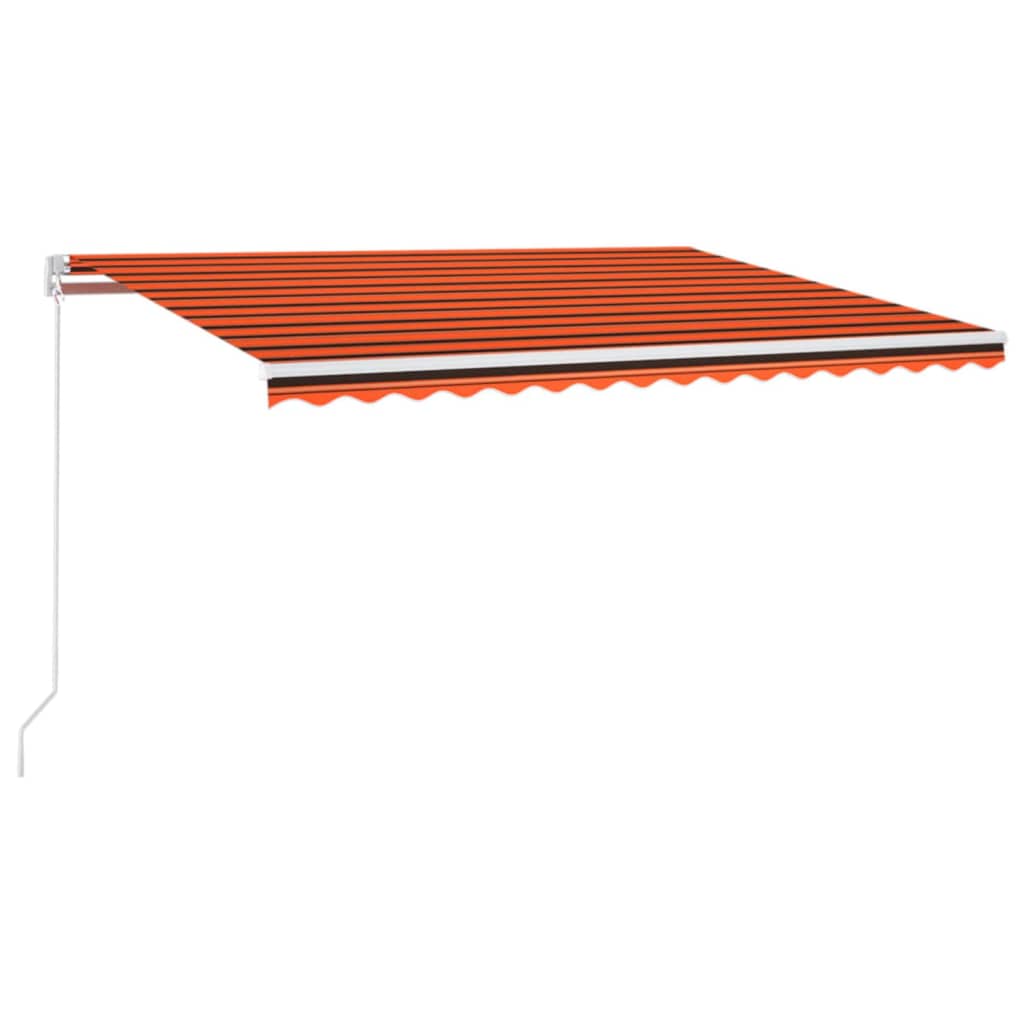 Markise Manuell Einziehbar mit LED 450x350 cm Orange und Braun