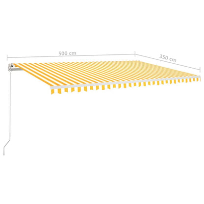 Markise Manuell Einziehbar mit LED 500x350 cm Gelb und Weiß