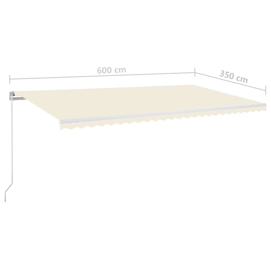 Markise Manuell Einziehbar mit LED 600x350 cm Creme