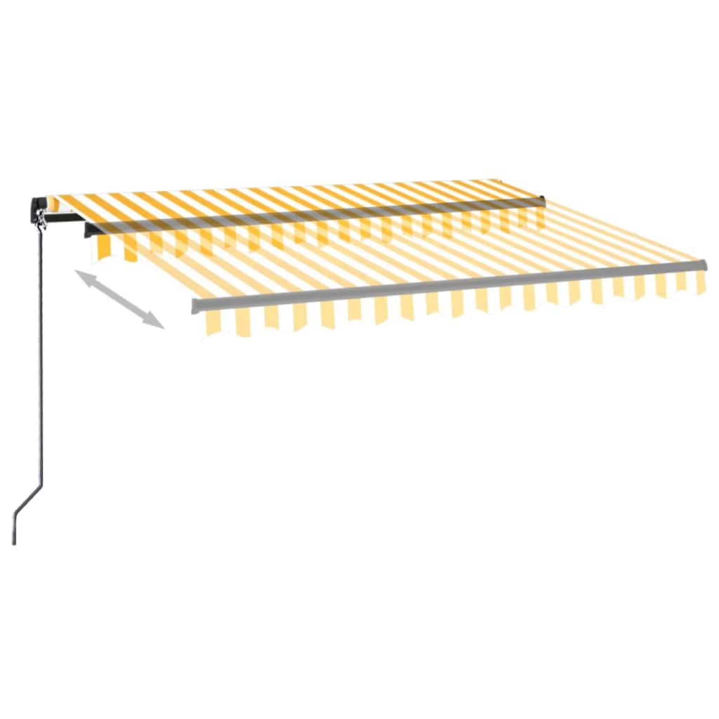 Markise Manuell Einziehbar mit LED 350x250 cm Gelb und Weiß