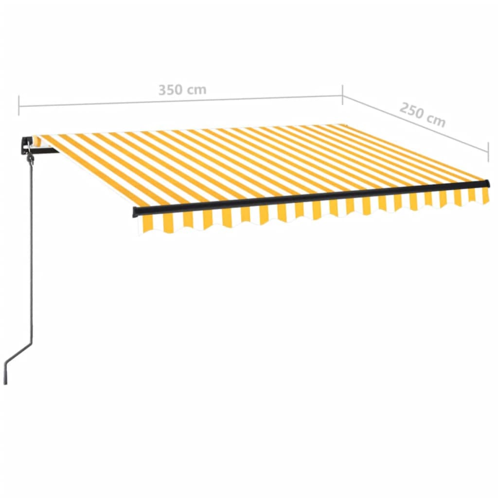 Markise Manuell Einziehbar mit LED 350x250 cm Gelb und Weiß