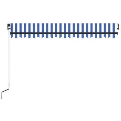 Markise Manuell Einziehbar mit LED 450x300 cm Blau und Weiß