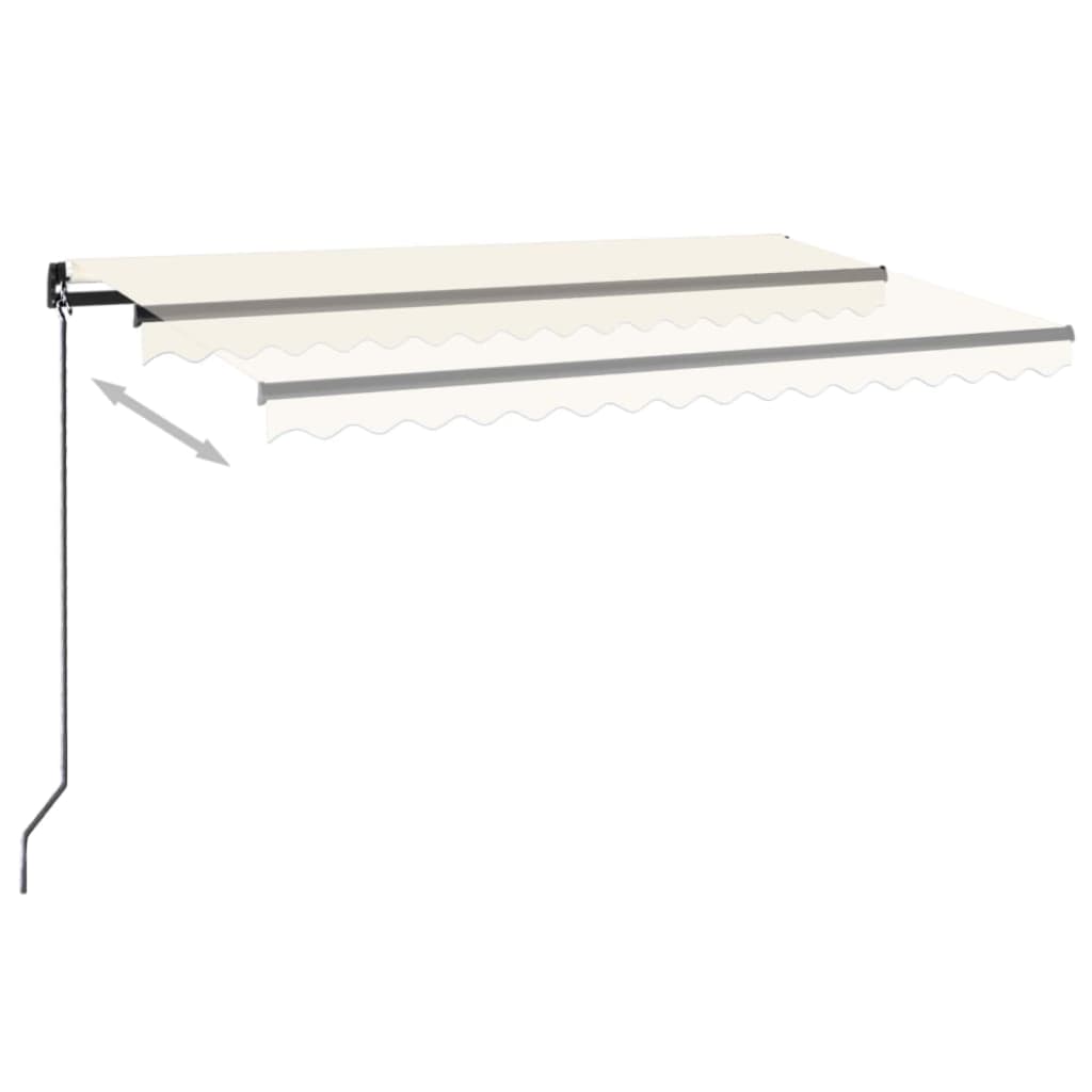 Markise Manuell Einziehbar mit LED 450x300 cm Creme