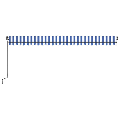 Markise Manuell Einziehbar mit LED 500x300 cm Blau und Weiß