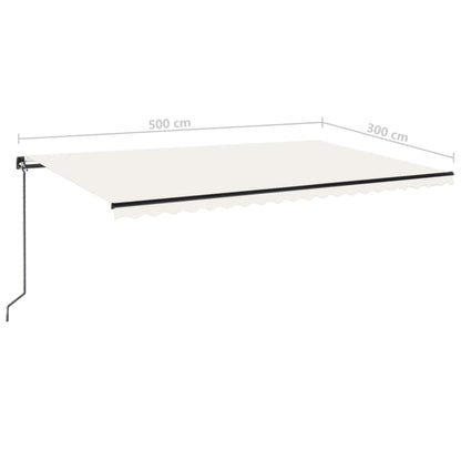 Markise Manuell Einziehbar mit LED 500x300 cm Creme