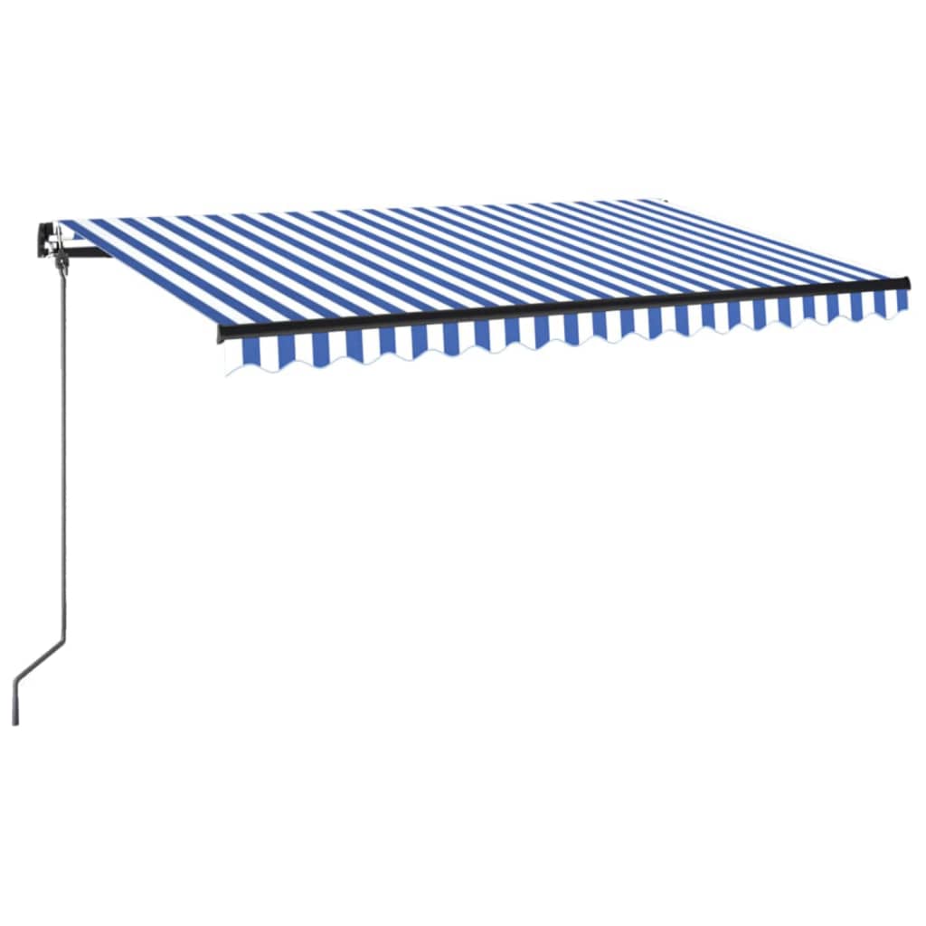 Markise Manuell Einziehbar mit LED 400x350 cm Blau und Weiß