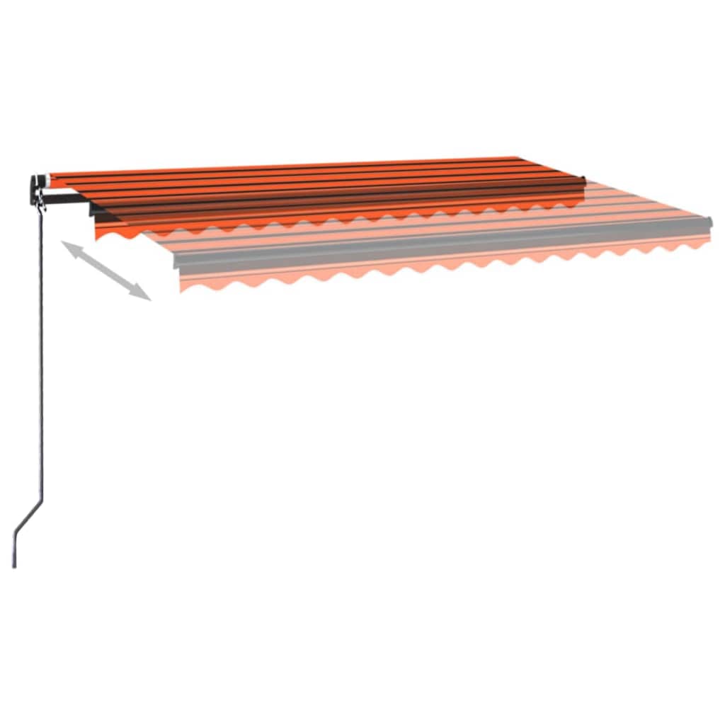 Markise Manuell Einziehbar mit LED 400x350 cm Orange & Braun