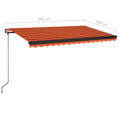 Markise Manuell Einziehbar mit LED 400x350 cm Orange & Braun