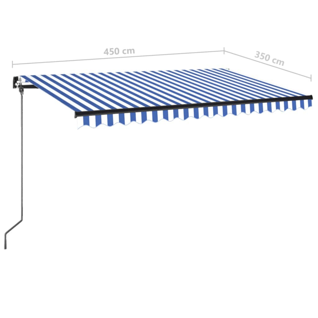 Markise Manuell Einziehbar 450x350 cm Blau und Weiß