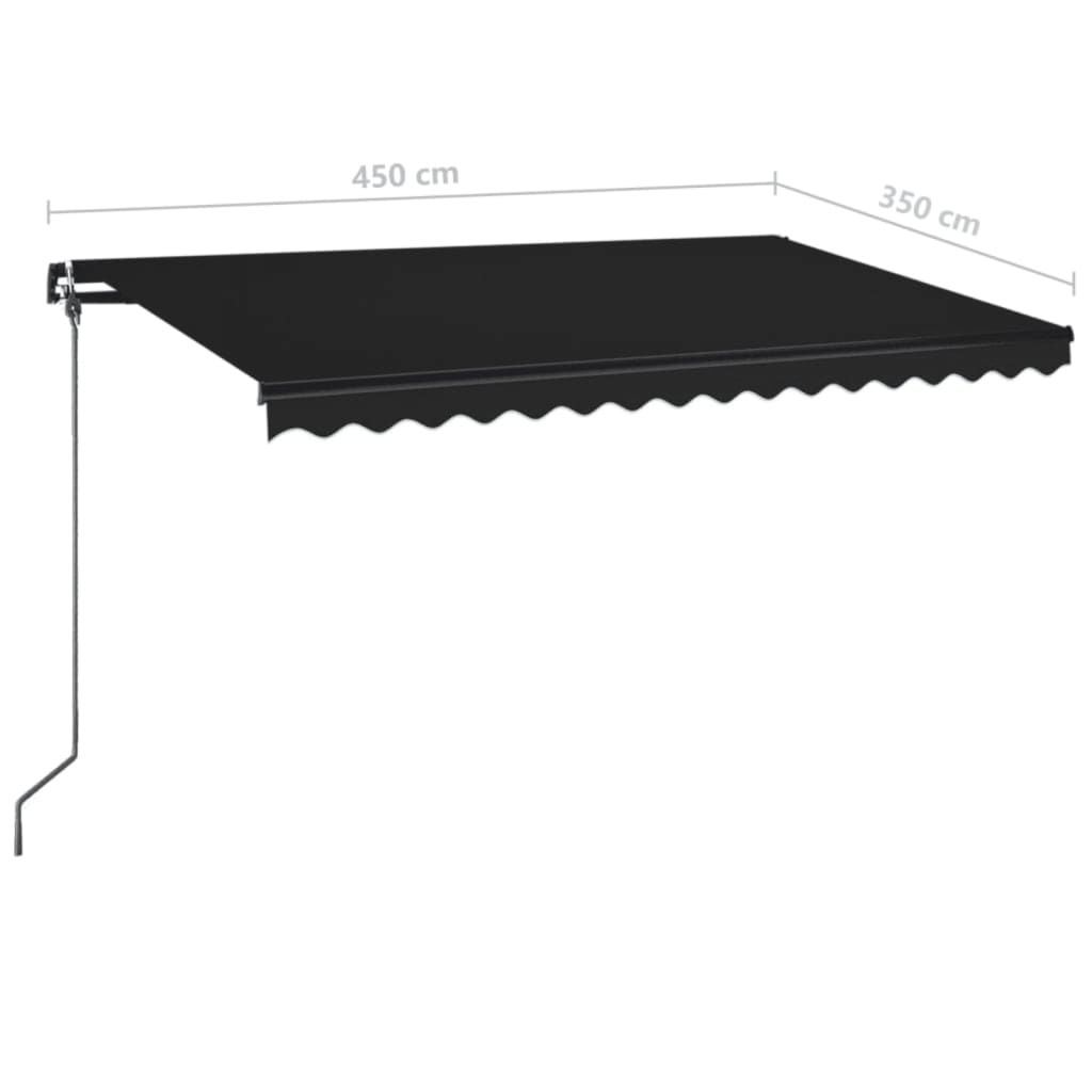 Markise Manuell Einziehbar mit LED 450x350 cm Anthrazit