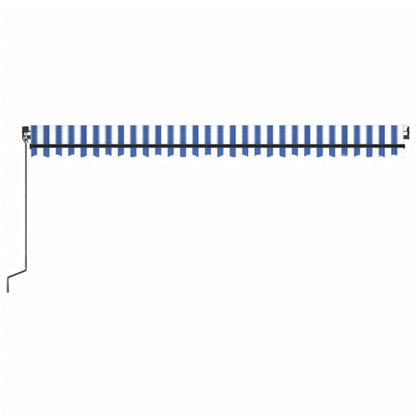 Markise Manuell Einziehbar mit LED 500x350 cm Blau und Weiß