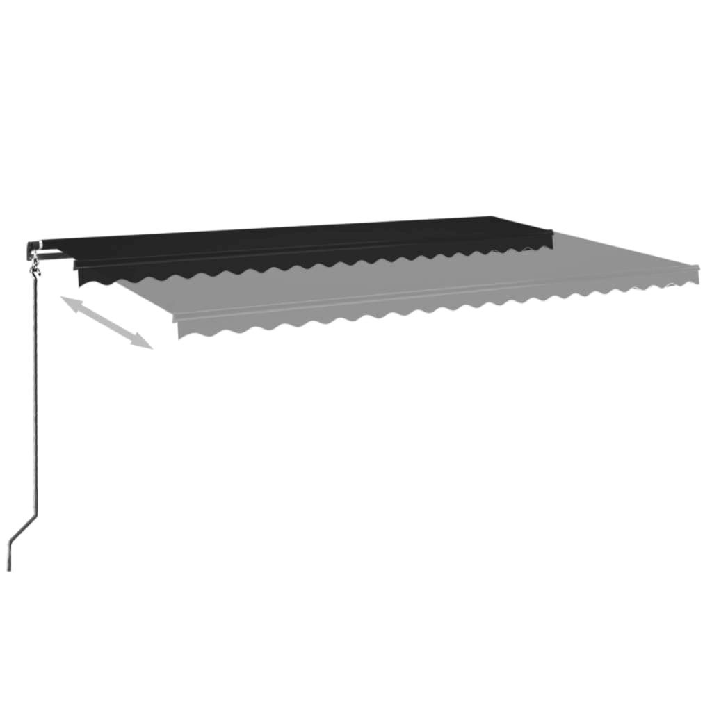 Markise Manuell Einziehbar mit LED 500x350 cm Anthrazit