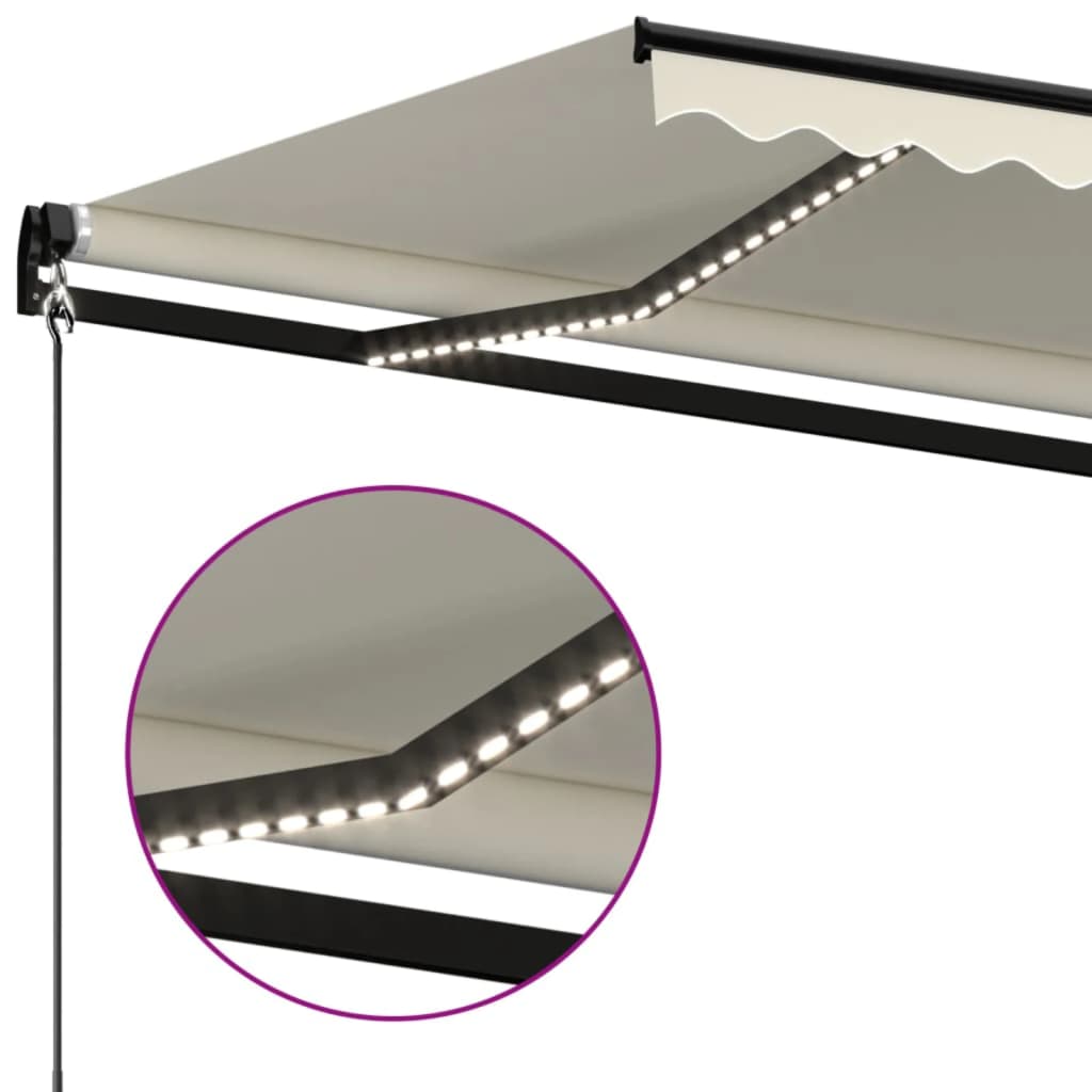 Markise Manuell Einziehbar mit LED 600x350 cm Creme