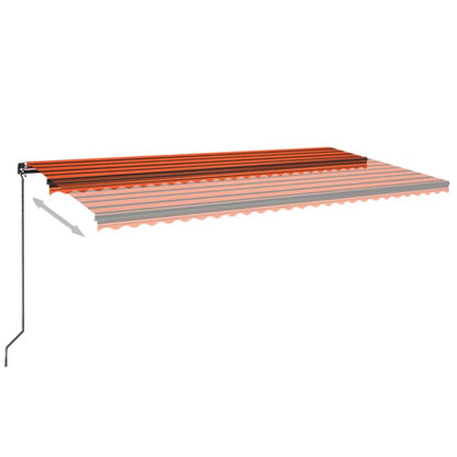 Markise Manuell Einziehbar mit LED 600x350 cm Orange & Braun