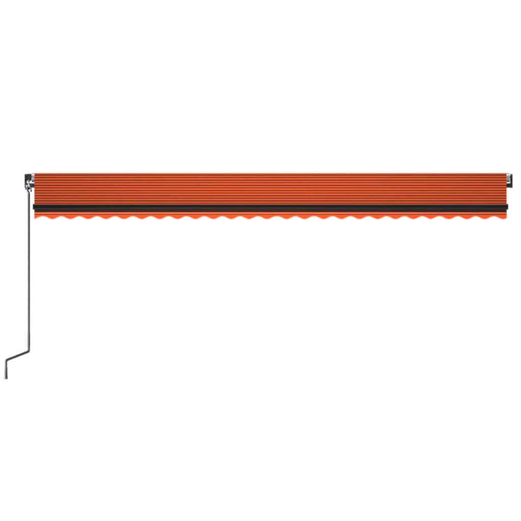 Markise Manuell Einziehbar mit LED 600x350 cm Orange & Braun