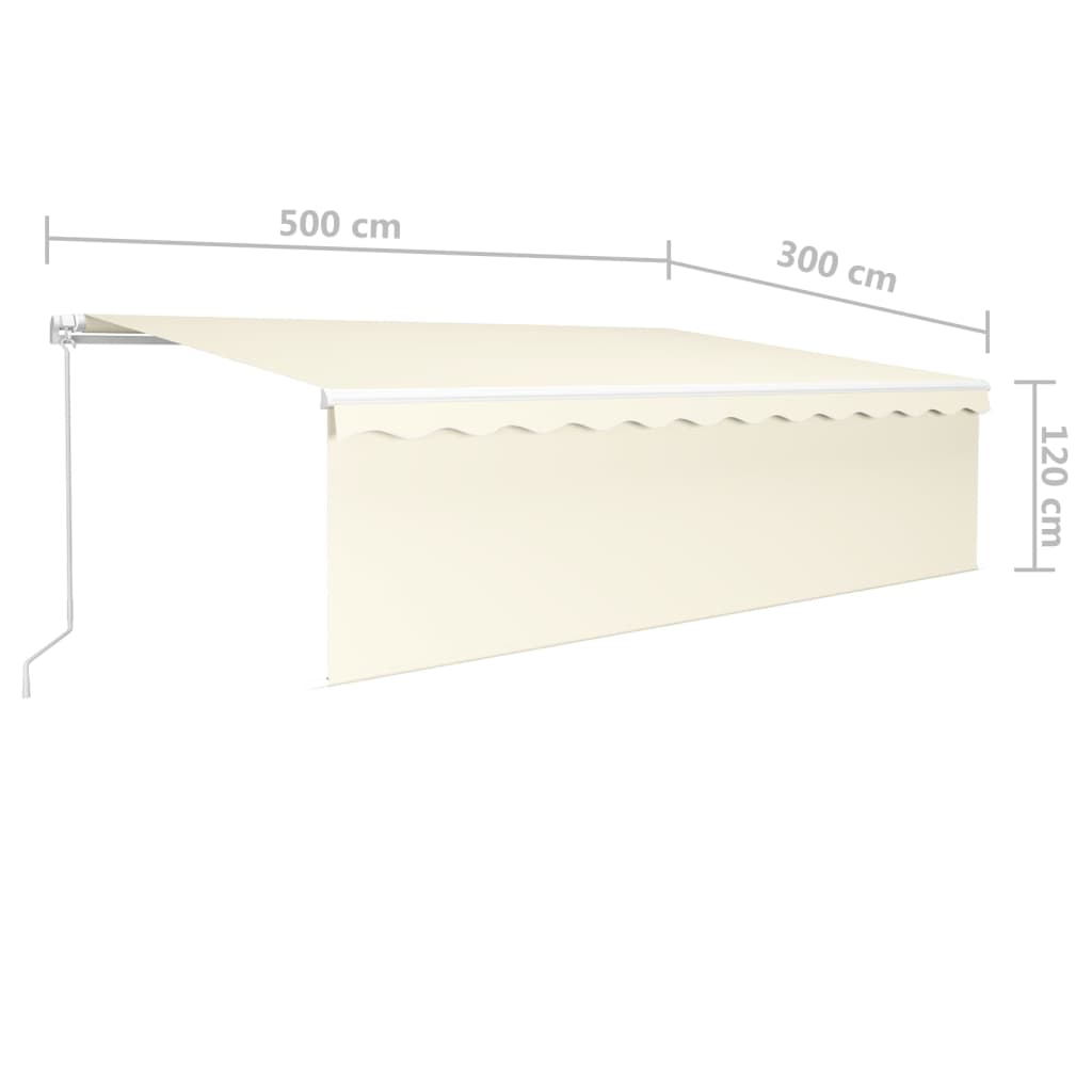 Markise Manuell Einziehbar mit Rollo & LED 5x3 m Creme