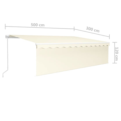 Markise Manuell Einziehbar mit Rollo & LED 5x3 m Creme