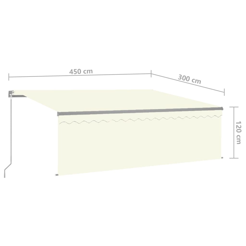 Markise Manuell Einziehbar mit Rollo 4,5x3 m Creme