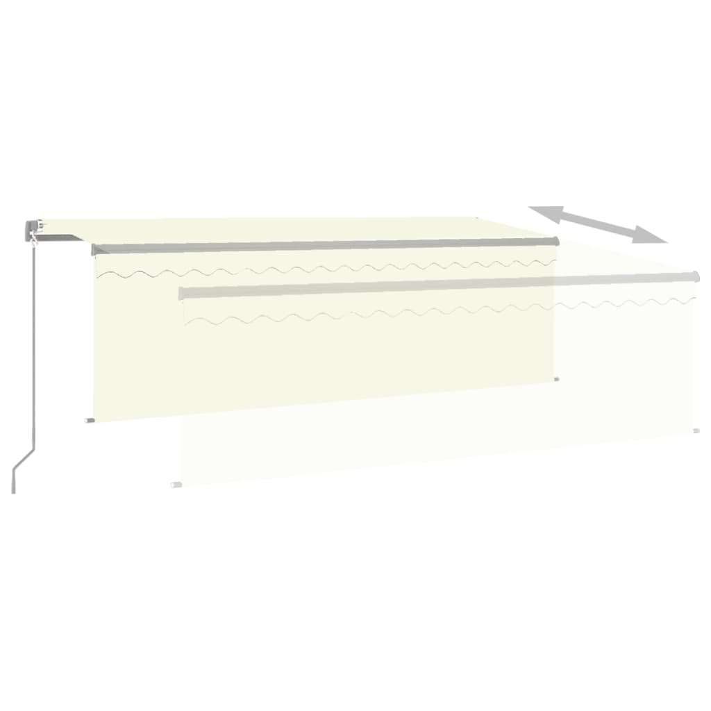 Markise Manuell Einziehbar mit Rollo & LED 4,5x3 m Creme