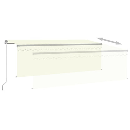 Markise Manuell Einziehbar mit Rollo & LED 4,5x3 m Creme