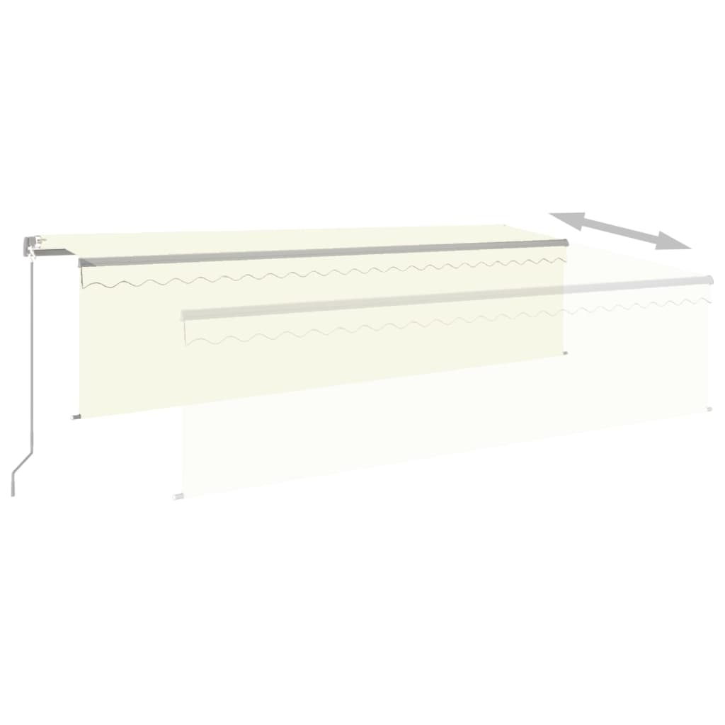 Markise Manuell Einziehbar mit Rollo 5x3 m Creme