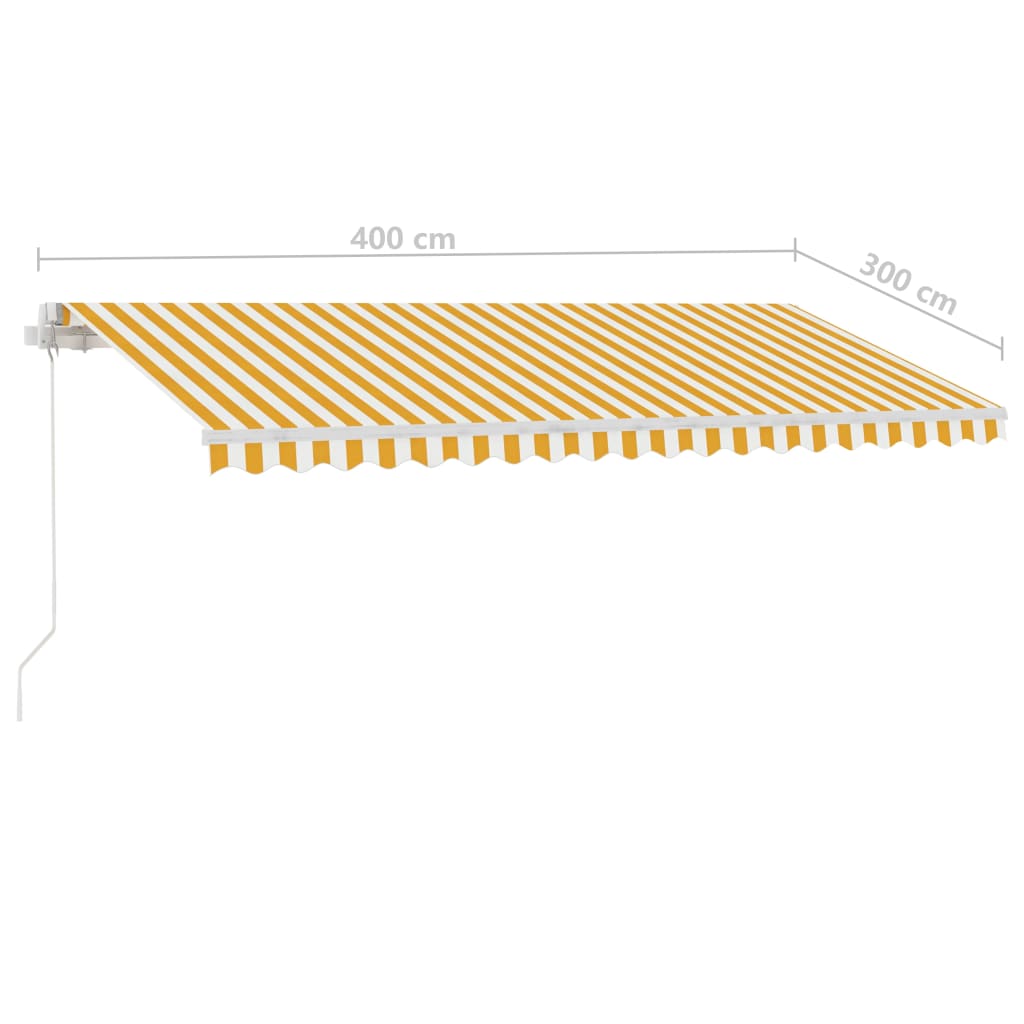 Markise Manuell Einziehbar mit LED 400x300 cm Gelb Weiß