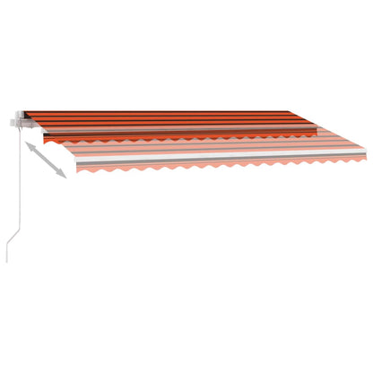 Markise Manuell Einziehbar mit LED 400x300 cm Orange Braun