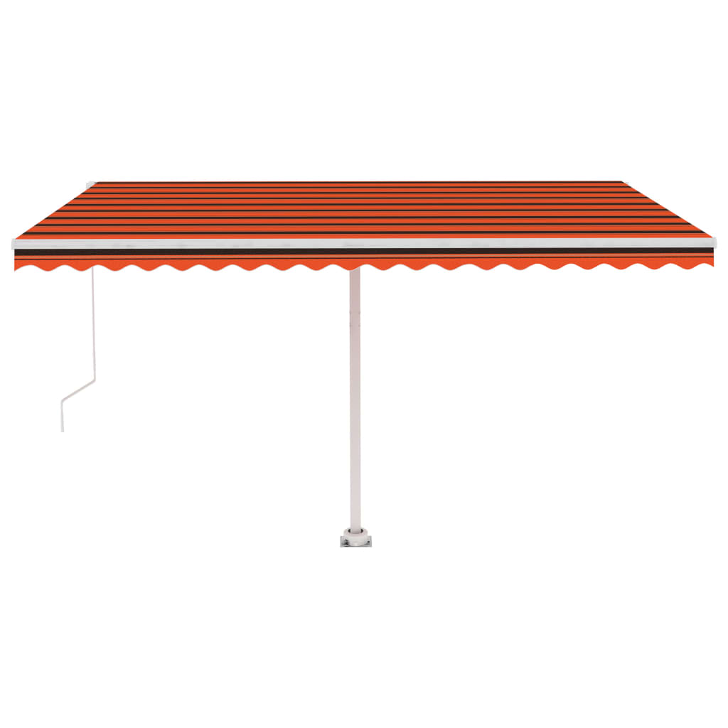 Markise Manuell Einziehbar mit LED 400x300 cm Orange Braun