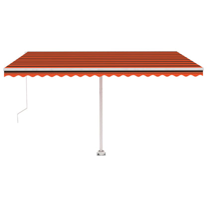 Markise Manuell Einziehbar mit LED 400x300 cm Orange Braun