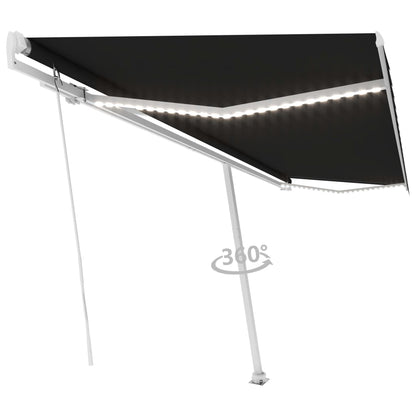 Markise Manuell Einziehbar mit LED 500x300 cm Anthrazit