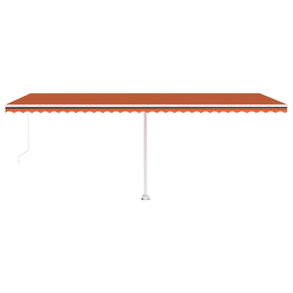 Markise Manuell Einziehbar mit LED 600x300 cm Orange Braun