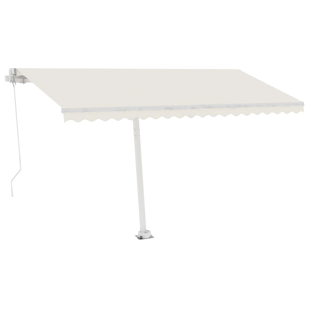 Markise Manuell Einziehbar mit LED 450x350 cm Creme