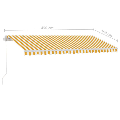 Markise Manuell Einziehbar mit LED 450x350 cm Gelb Weiß