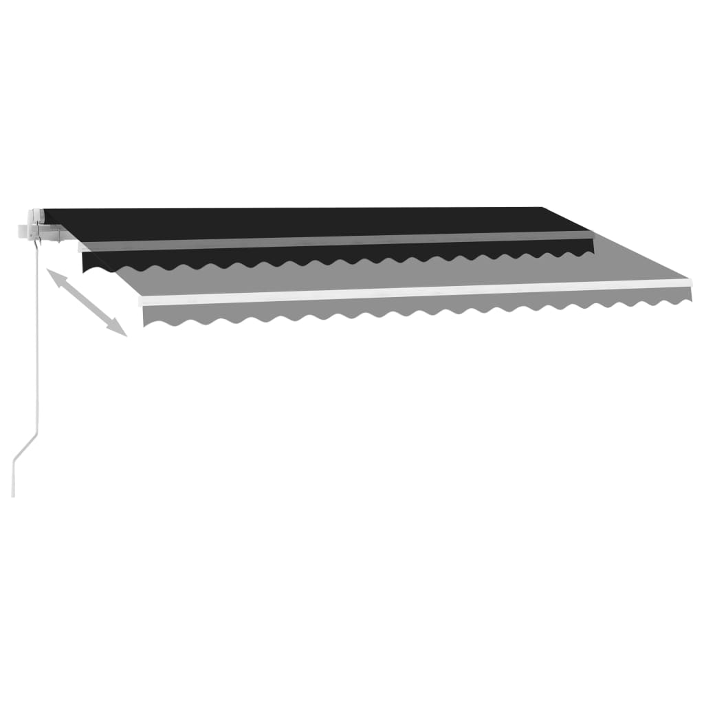 Markise Manuell Einziehbar mit LED 450x350 cm Anthrazit