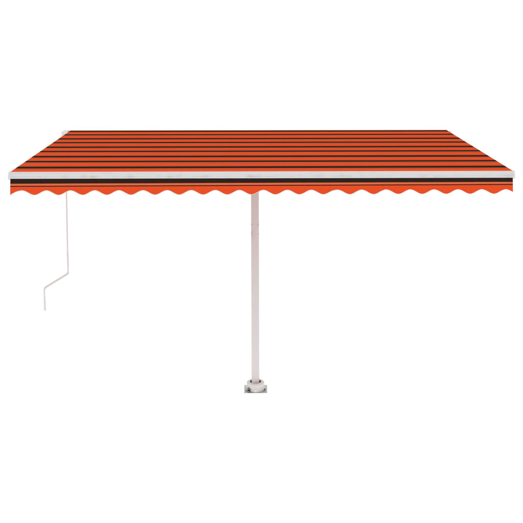 Markise Manuell Einziehbar mit LED 450x350 cm Orange Braun